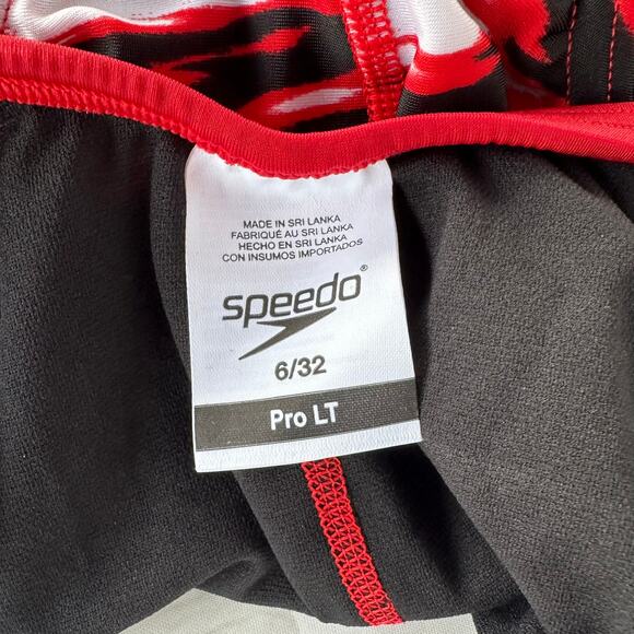 NWT Speedo One Piece ProLT Cross Back Printed Adult Team Colors 6/32 Small Red - Picture 6 of 6